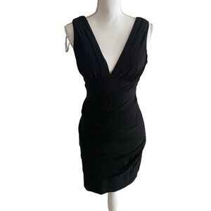 Emerald Sundae Black V Neck Mini Dress Size Large